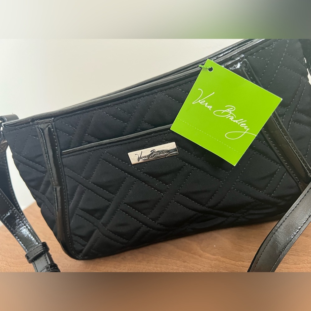Vera Bradley Classic Black Trimmed Trapeze Crossbody